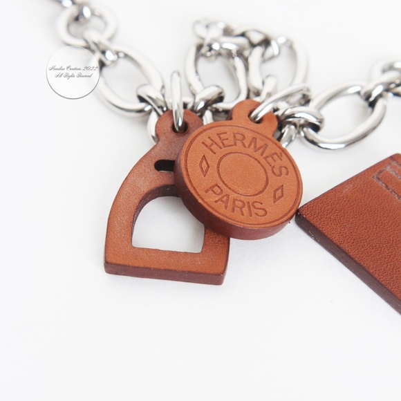 Hermes Belt Olga Charms Barenia Leather & Palladium Chain 2012 in Box - Picture 8 of 10